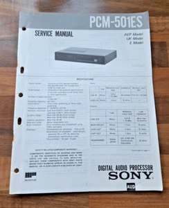 Sony PCM-501ES Digital Audio Processor Service Manual UK AEP Model - Picture 1 of 6