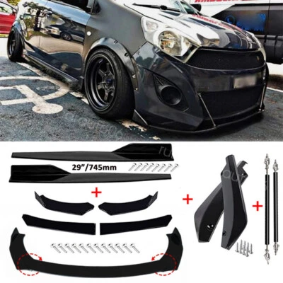 For Mitsubishi Mirage Front Bumper Lip Strut Rods Side Skirts Rear Lips Body Kit - Image 1 of 4