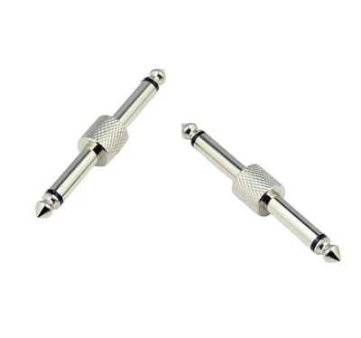 2 pcs 6.35mm 1/4 Mono Jack Plug Male to Male Guitar Coupler Joiner Adapter - Image 1 of 3