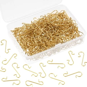 Christmas ornament hooks metal wire 201 pcs gold storage box - Picture 1 of 6