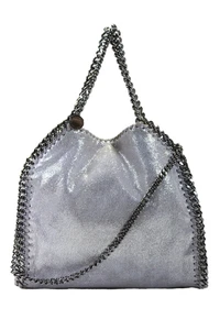 Stella McCartney Womens Falabella Snap Button Chain Trim Shoulder Handbag Silver - Picture 1 of 19