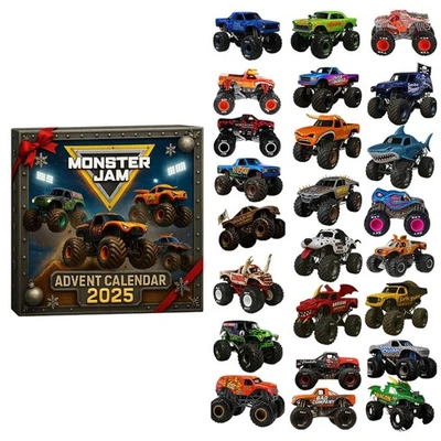 2D Flat MONSTER JAM Advent Calendar 2025 24 Days Mini Collectible Trucks Figures - Image 1 of 4