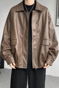 Otoño Negocios Grande Chaqueta de Cuero Americana Hombres A Prueba de Viento Motocicleta Ropa de Trabajo - Imagen 1 de 24