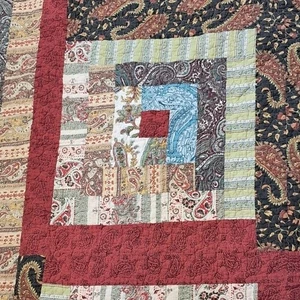 Log Cabin Quilt Patchwork Bedding Throw Blanket Rustic Farmhouse Decor - Picture 1 of 8