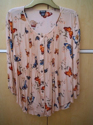 EVANS - Beige Print 3/4 Sleeve Blouse/Shirt - Size 18 - Image 1 of 4
