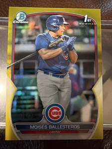 2023 Bowman Chrome Moises Ballesteros #bcp-11 giallo rifrattore 25/75 cubs borchia! - Foto 1 di 7