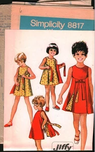 8817 Vintage Simplicity Sewing Pattern Girls 1960s Jiffy reversible Dress UNCUT - Picture 1 of 2