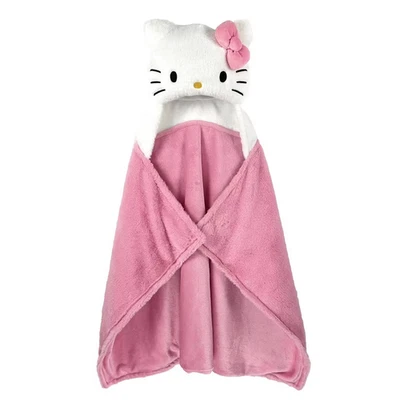 Sanrio Hello Kitty Plush Hooded 30 x 50 Inch Throw Blanket Brand New In Bag - Image 1 of 4