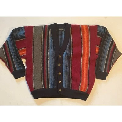 VTG STRUCTURE 100% Wool Cardigan Made in Hong Kong Southwest Aztec Stripe Mens M - Image 1 of 4