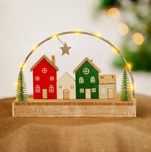 Christmas Village Scene Decoration Light Up LED House Wooden Xmas Table Decor - Picture 1 of 24