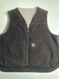 Carhart Sandstone Rugged Vest Size XXL Cotton Brown V26DKB Made In Mexico - Picture 1 of 7