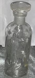 Antique Etched Glass Stoppered Bottle Decanter - Picture 1 of 6