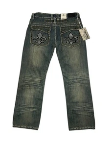 Victorious Vintage Herren Wide Leg Nieten Jeans Denim Neu mit Etikett Blue Wash Gr. 36 - Bild 1 von 4