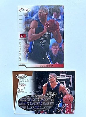 Autógrafo auténtico SHANE BATTIER 2001 SAGE bronce RC #/400 y '01 SAGE RC #2 Foto 1 de 2