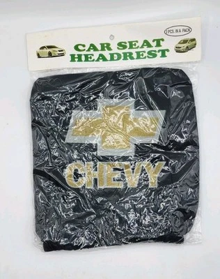2 cubiertas de reposacabezas de asiento para auto camioneta SUV Chevy tamaño universal negro/dorado Foto 1 de 2