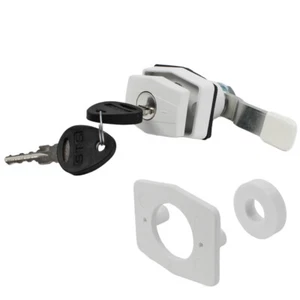 STS Push lock cerradura plegable hexagonal compuerta de servicio caravana autocaravana blanco - Imagen 1 de 5
