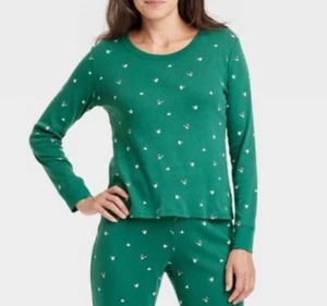 Wondershop Skiing Polar Bears Pajama Set Womens M Green Top Leggings Holiday NWT - Picture 1 of 10