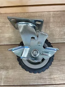 VXB 5" in Industrial Caster Wheel Side Brake 517 lb Polyurethane Charcoal Gray - Picture 1 of 3