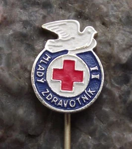 Antique Young Medic Red Cross Dove Medical Medicine Nurse Stage 2 Pin Badge - Picture 1 of 2
