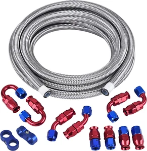 EVIL ENERGY 10AN PTFE Fuel Line Kit,E85 Stainless Steel Braided Fuel Hose 20Ft(1 - Picture 1 of 6