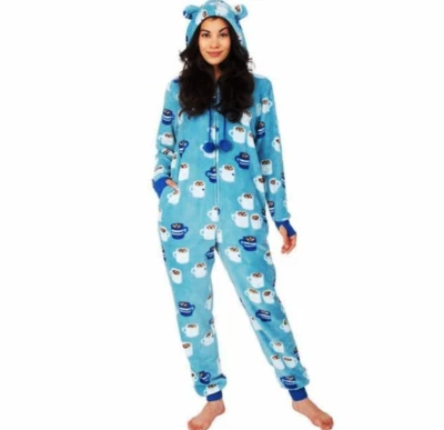 Munki Munki Copa de Cacao Sudadera con Capucha Una Pieza Cómodo Pijama Azul Talla Grande Nuevo sin Etiquetas Foto 1 de 4