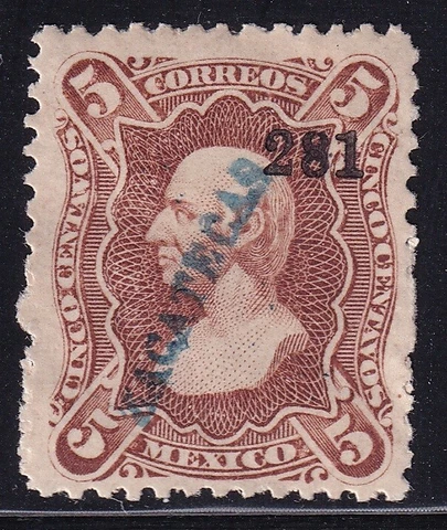 ucz70 Mexico 1874 Zacatecas 2-81 Sc#106 Mc#96ly Cover