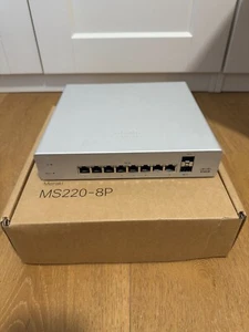 AS NEW - Cisco Meraki MS220-8P-HW Cloud-Managed Access PoE Switch - UNCLAIMED - Zdjęcie 1 z 3