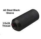 All Steel Muzzle Brake Tube 1/2x28 1/2-28 TPI Threaded Fits .22 223 & 9mm Black