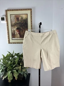 RAFAELLA Bermuda Khaki Walking Shorts size 14 Flat Front Inseam 11” - Picture 1 of 8