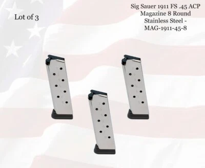 LOT of (3) Sig Sauer 1911 FS .45 ACP Magazine 8 Round, SS - MAG-1911-45-8 - Image 1 of 3
