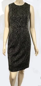 NWT Gold on Black Metallic Leopard Animal Print Sleeveless Calvin Klein Dress 4 - Picture 1 of 6