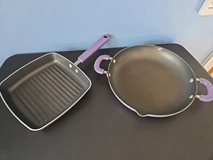 Cook's Essentials Nonstick 9.5" Grill & 12" Skillet Pan - Picture 1 of 9