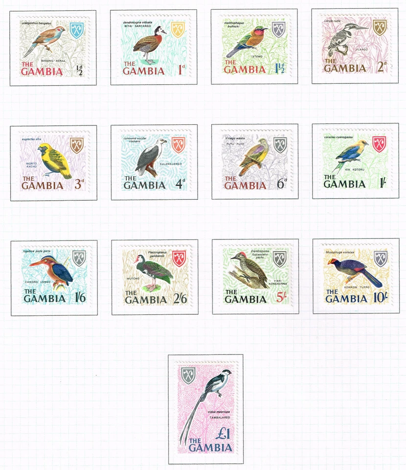 Gambia Fauna Birds 13 stamps set 1966 MLH - Image 1 of 1