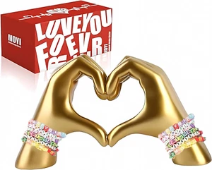 Gold Heart Hands Statue Decor for Living Room Shelf Table Boho (No Bracelets) - Picture 1 of 12