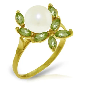 Nuevo anillo de oro macizo de 2,65 quilates 14K peridoto natural perlado - Imagen 1 de 4