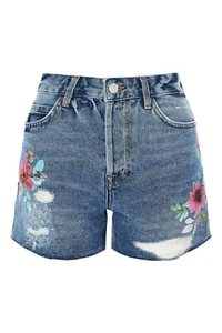 Topshop Moto Floral Painted Ashley Shorts UK 10 rrp £34 DH9 OO 20 - Picture 1 of 6
