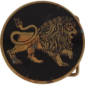 Boucle de ceinture vintage laiton lion horoscope zodiaque signe astrologie août 70s - Photo 1 sur 5