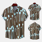Fashion Men's Shirt Summer Short Sleeve Lapel Design Botanical Flower Print