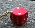 70's Vintage Red Wooden DICE Necklace 24