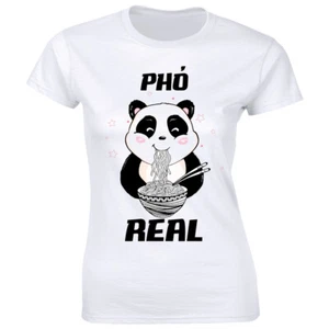 Pho Real with Cute Panda Eating Noodles T-Shirt for Women Food Lover Tee - Picture 1 of 2