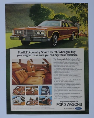 1974 Ford LTD Country Squire винтажный универсал мастер оригинальная печатная реклама - 8,5 x 11" - Изображение 1 из 4