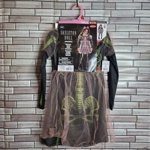 New Skeleton Doll Halloween Costume Girl's Medium 7-8 Black Dress Up Outfit - Picture 1 of 14