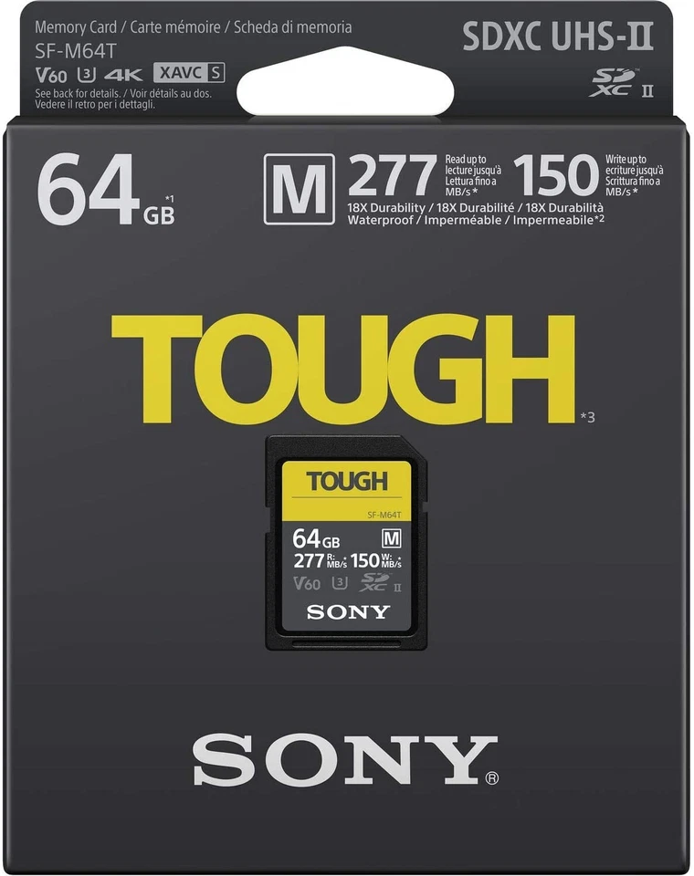 Sony 64GB M-Series Tough SD SDXC Card UHS-II, R 277MB/S, W 150MB/s- UK - Image 1 of 2