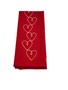 Hearts Valentines Red Waffle Weave Decorative Hand Kitchen Bar Towel - Picture 1 of 8
