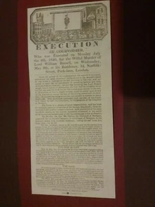 VICTORIAN POSTER , EXECUTION OF COURVOISIER 1840 HANGING Historical Reproduction - Picture 1 of 11
