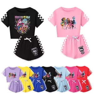 Girls Monster High Casual T-Shirt Tracksuit Kids Top Shorts Outfit Set 3-13Y UK - Picture 1 of 36