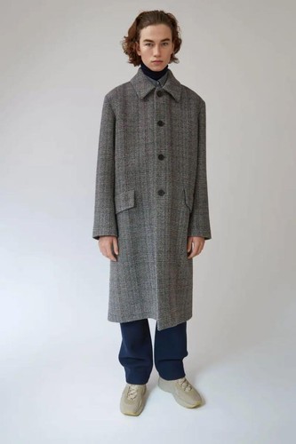 Cappotto lungo a spina di pesce Acne Studios grigio e bordeaux di design