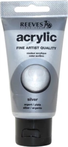 Reeves Acryl 75ml Silber Künstler Farbe Malfarbe Zeichnen Malen Silberfarben - Bild 1 von 1