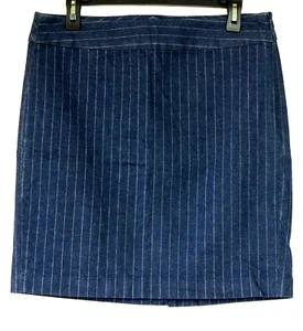 Tommy Hilfiger Azul Oscuro Rayas Elastizado Denim Hasta la Rodilla Falda Recta 8 - Imagen 1 de 2