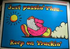 KEEP ON TRUCKIN' VINTAGE 1972 BLACKLIGHT SALADIN POSTER -Blue, By R CRUMB